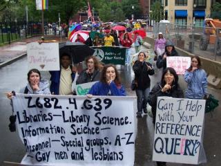 Radical queer librarians in Boston Pride Parade, 2006.